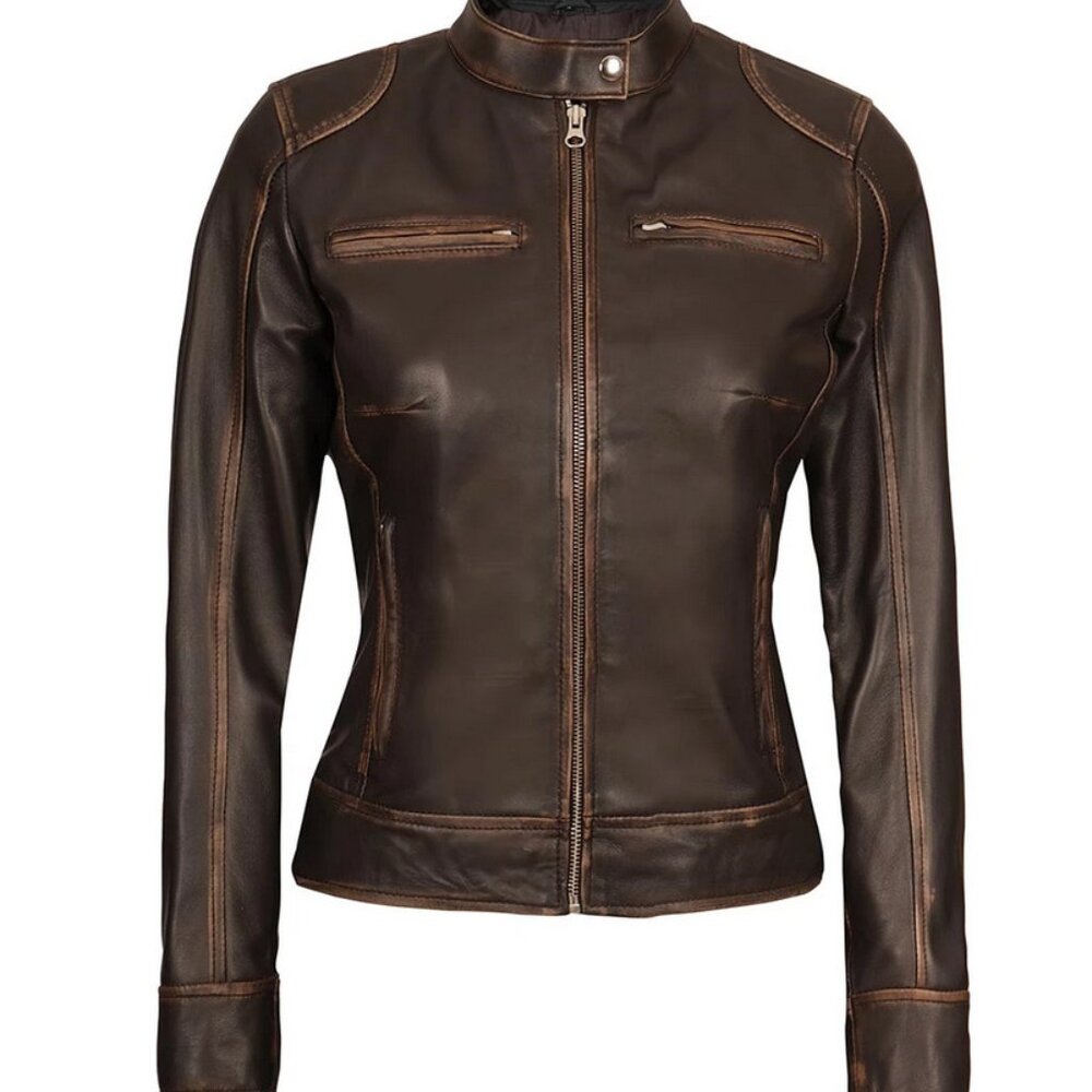 NWOT Women's Vintage Distressed Leather Jacket